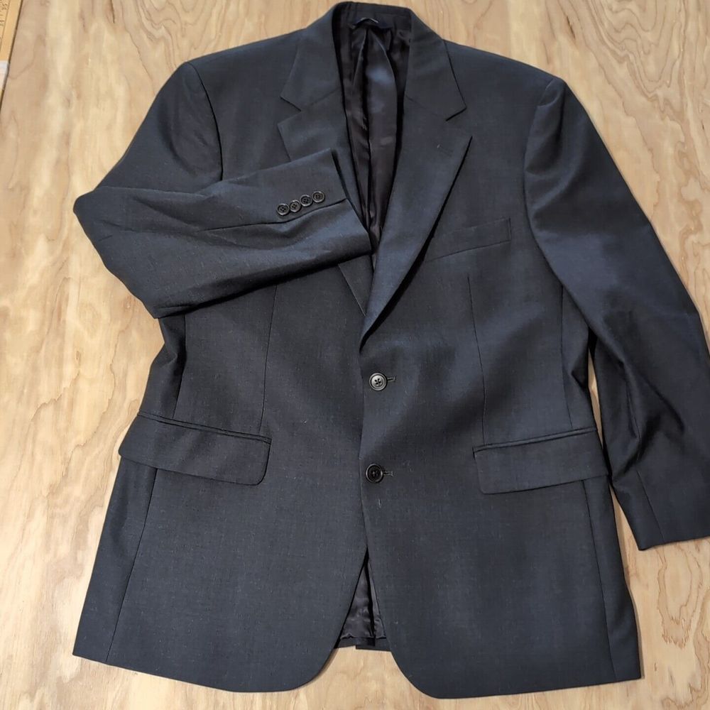 Brooks Brothers 346 Stretch Blazer Jacket Sport Coat 41 Dark Gray Wool Spandex - Picture 2 of 11